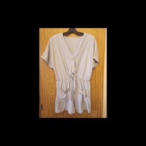 Light Gray Button-Front Romper